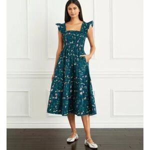 Hill House Elie Nap Dress in Moody Floral Poplin XXS